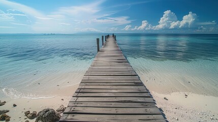 Sticker - Wooden Pier Leading To Crystal Clear Ocean