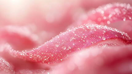 Sticker - Water Droplets on a Pink Flower Petal, Macro Photography