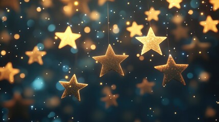 Wall Mural - beautiful dark sky with numerous shining stars in a 3d cartoon rendering from below