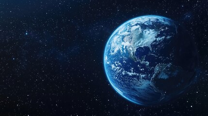 Wall Mural - blue shining earth with stars and horizon in 3d cartoon rendering