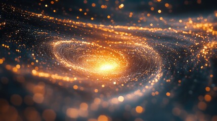 Wall Mural - long exposure photograph with grain of a 3d cartoon rendering of a galaxy