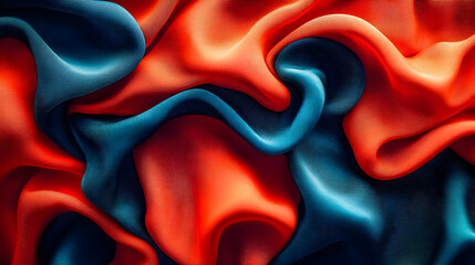 Poster - Close-up of flowing red and blue fabric, showcasing texture and color.