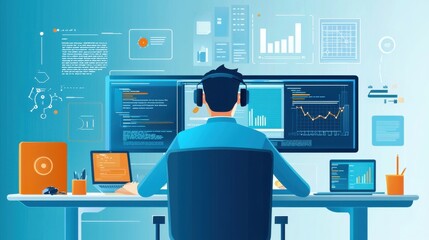man working remotely in high-tech apartment