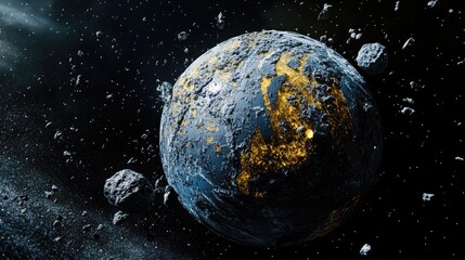 Wall Mural - 3d cartoon rendering of planet earth in a dead state viewed from outer space