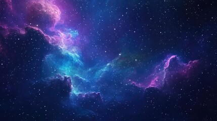 Poster - High definition star field with a colorful night sky and nebulae featuring galaxies in a 3D cartoon rendering Astronomy concept backdrop