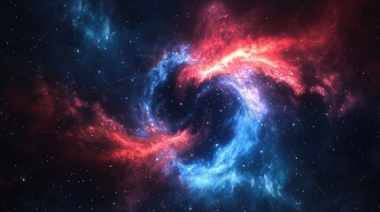 Wall Mural - Colorful fractal red and blue nebula with star field in a 3D cartoon rendering space background Digital painting