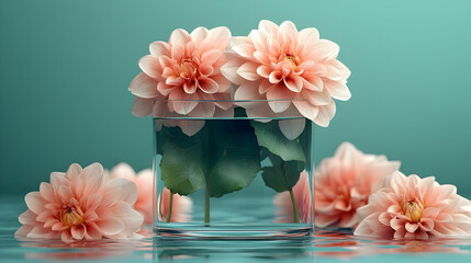 Poster - A serene arrangement of pink flowers in a glass vase.