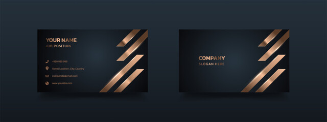 Wall Mural - luxury and elegant dark black navy business card design with gold style minimalist print template