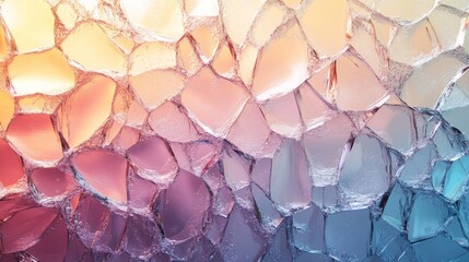 Poster - A vibrant display of colorful ice shards captures light, creating an abstract pattern reminiscent of a sunset. The hues blend seamlessly, showcasing nature's artistry.