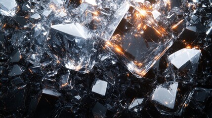 Aufkleber - Clear crystal shards glisten under soft lighting, creating an enchanting display of shapes and reflections that captivate the viewer.