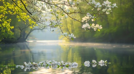 Poster - Springtime Serenity - A River in Bloom