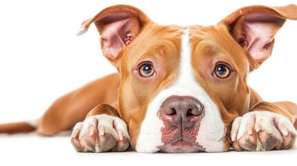 Canvas Print - A close-up of a relaxed dog resting its head on the ground, showcasing its expressive eyes.