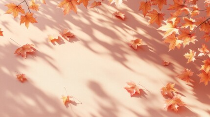 Poster - Autumn leaves scattered on a soft background, creating a warm, seasonal atmosphere.