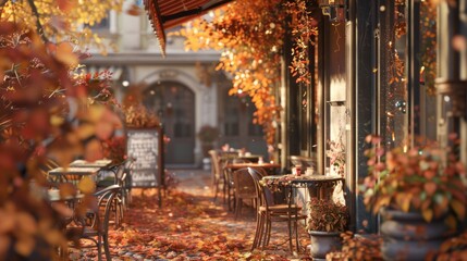 Canvas Print - Autumn Cafe Patio