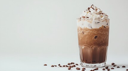 Wall Mural - Glass of iced coffee with cream