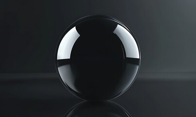 Poster - A sleek, black sphere reflects light against a dark background, creating a modern and minimalist aesthetic.
