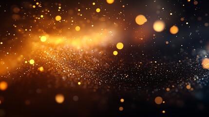 Leinwandbilder - A colorful burst of shimmering particles and lights creates a magical and dynamic background with a blend of gold and dark hues.