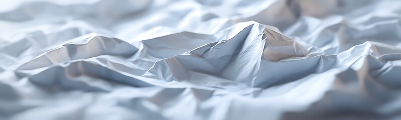 Fototapete - A soft, textured surface with crumpled fabric creating gentle, flowing shapes that resemble waves or mountains in a serene light.