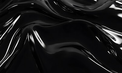 Poster - A sleek, glossy black surface with flowing curves, giving a sense of depth and texture.