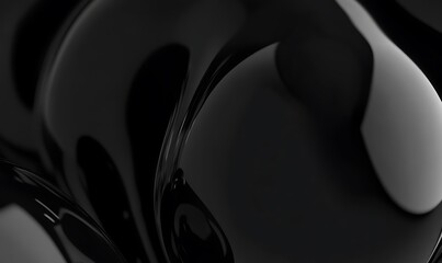 Poster - A smooth, flowing black surface with reflective curves, creating an abstract and modern appearance.