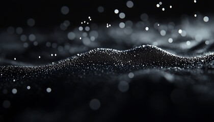 Aufkleber - A close-up view of shimmering water droplets on a dark surface, creating a mysterious and captivating texture.