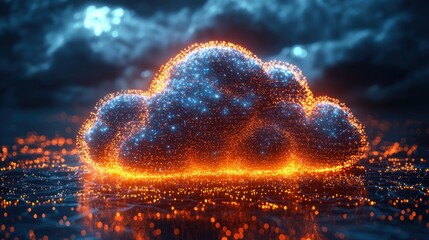 Poster - Glowing Cloud of Digital Data Points