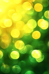 Leinwandbilder - A vibrant, abstract image showcasing colorful bokeh lights in shades of yellow and green, evoking a sense of warmth and nature.