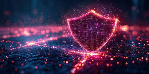 Aufkleber - Glowing Shield Symbol Made of Binary Code and Sparkles