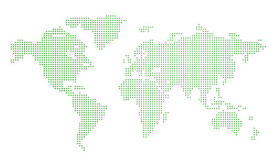 dotted world map vector, isolated background. flat earth, green map template for web site pattern, a