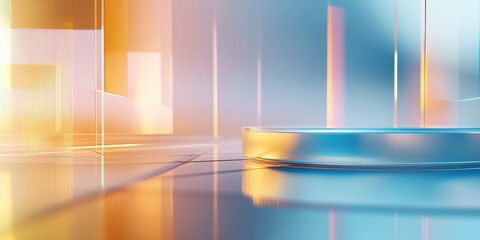 Wall Mural - holographic technology layers with a soft gradient of light, forming an abstract futuristic display.