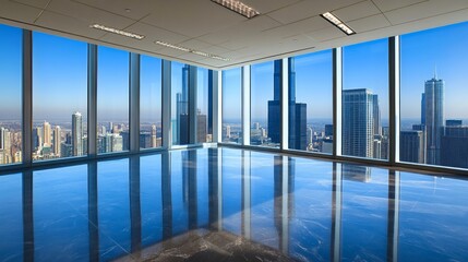 Wall Mural - Modern Office Space with Clean Lines and City View