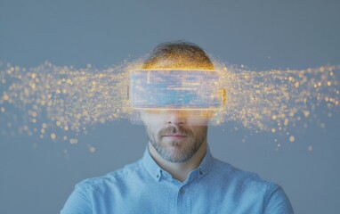 Poster - Futuristic Smart Home Office Augmented Reality at Night