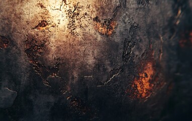 Poster - A textured surface with a mix of dark hues and warm glowing elements, resembling a cosmic or abstract background.