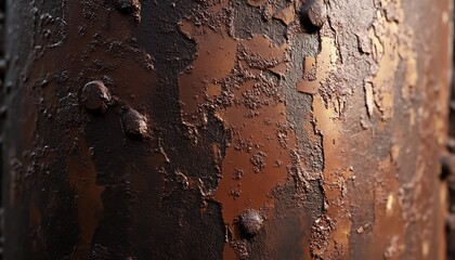 Poster - A close-up of a textured metal surface, showcasing rust, corrosion, and earthy tones.
