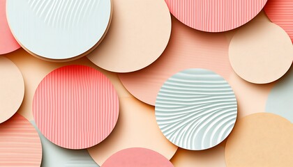Poster - A vibrant collection of textured circular shapes in soft pastel tones, overlapping to create an abstract and visually appealing pattern.