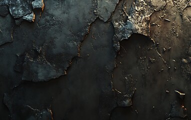 Aufkleber - A textured surface featuring peeling paint in dark colors with hints of rust, creating an abstract and grungy appearance.