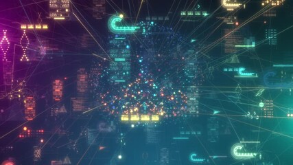 Wall Mural - ai brain algorithm data machine learning neural network technology processing