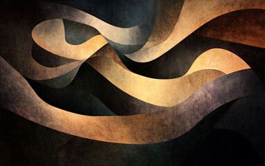 Poster - An abstract composition of flowing curves in muted colors, evoking movement and depth through layered textures.