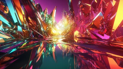 Abstract Background with Shiny Crystal Shapes and Colors