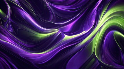 Canvas Print - Bright, swirling lines of neon purple and green light form an abstract background, providing a lively and visually striking design.