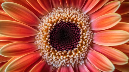 Canvas Print - Close-up macro view of a Gerbera flower, with its bold petals and detailed center, offering a soft and romantic floral composition ideal