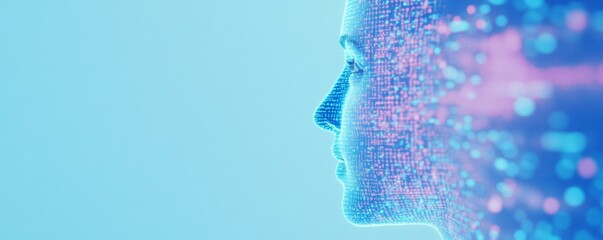 Aufkleber - Futuristic AI Interface in High-Tech Environment Showcasing Digital Innovation