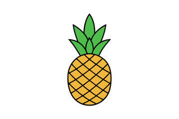 Pineapple with Leaves | isolated vector silhouette illustration on white background