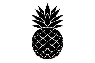 Pineapple with Leaves | isolated vector silhouette illustration on white background