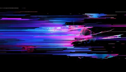 Leinwandbilder - A vibrant digital design featuring dynamic lines and colors, blending shades of blue and pink in an abstract pattern.