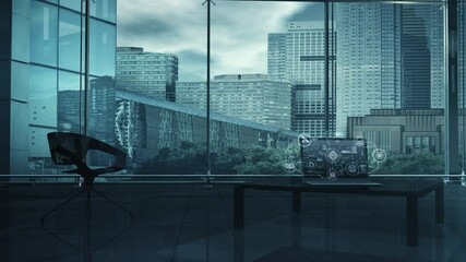 Wall Mural - plan of ai representation in graphics on laptop in office