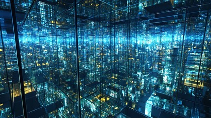 Aufkleber - Exploring a futuristic metropolis a dazzling cityscape of glass and light where urban architecture redefines imagination