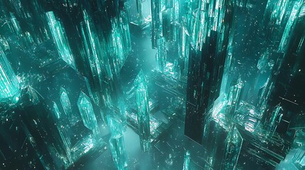 Aufkleber - Exploring an otherworldly alien city the enigmatic beauty of mirrored glass structures reflecting light and life