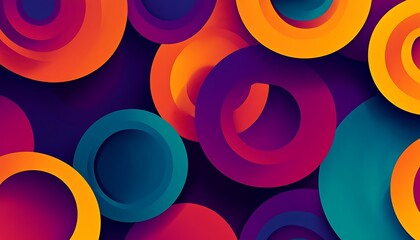 Poster - A vibrant, abstract design featuring colorful circular shapes in various sizes against a dark background.