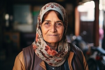 Wall Mural - Portrait of an old woman in the streets of the city.